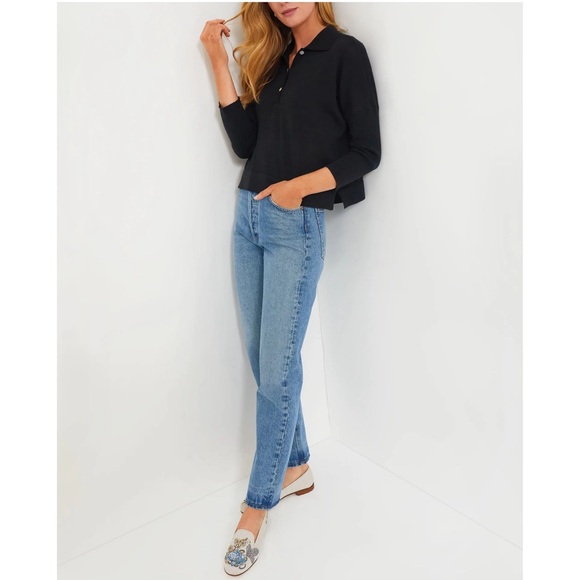 TUCKERNUCK Black Clayton Long Sleeve Knit Polo Medium / Large - Picture 6 of 11